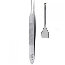 Iris forceps teeths 1:2 straight,Tip width thickness 0.6x0.5 mm,length 7cm