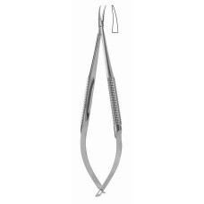 Barraquer Micro Needle Holder curved w/o Lock delicate jaw, 0,3 mm, Ø 8 mm, 14 cm