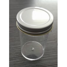 Container 100ml PS metal screw cap flat bottom Sterile no label