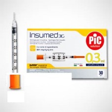 Insulin syringe 0.3ml fixed needle 31g 8mm sterile 0.01ul div. Pic