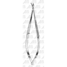 castroviejo spring Scissors curved to front 9.5cm bl/bl 14mm edge