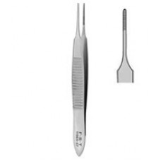 Iris forceps serrated straight,Tip width thickness 0.6x0.5 mm,length 7cm