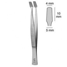 Kuhne(Cover glass) forceps angled,smooth,trimmed end,Tip width x thick 4x0.6mm,10.5cm