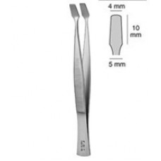 Kuhne(Cover glass) forceps straight,smooth,trimmed end,Tip width x thick 4x0.6mm,10.5cm