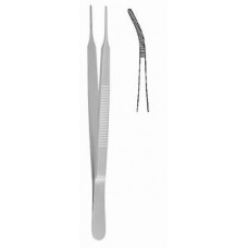 Stevens Iris forceps serrated slightly curved,length 10.5cm