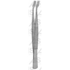 Kuhne(Cover glass) forceps angled,smooth,trimmed end,Tip width x thick 4x0.6mm,10.5cm