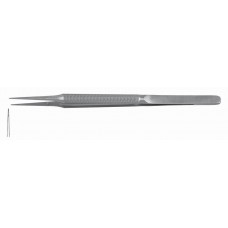Micro forceps,round handle ? 8mm,straight tip thickness width 0.7x6.0mm,platform,18 cm