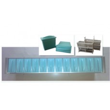 Slide staining set (12 jars BN1045BH+1 holder BN2281BH) ,Green set on a stainless steel rack