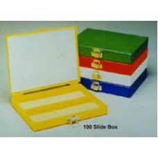 Plastic Slide storage box for 100 slides,Green with hinged-lid
