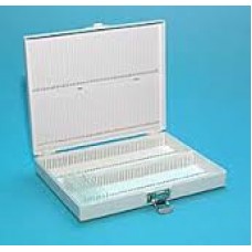 Plastic Slide storage box for 100 slides,White with hinged-lid