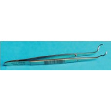 SEM Mount Forceps, 150mm, tip bent 45 degree and formed into a ring
