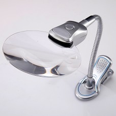 Battery operated Magnifier MAIN LENS: 5X(9cm),INSET LENS: 10X(2cm),w/clamp attachment